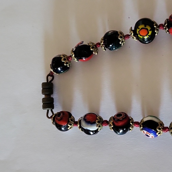 Vintage Venetian Millefiori Murano Italian Glass Bead Necklace - Picture 4 of 5
